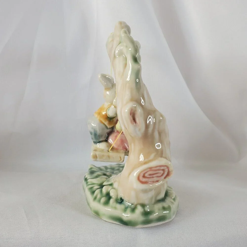Tales of Bunny Hollow Ceramic Young Bunnies Tree Swing VTG 1993 Albert E Price